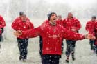 England A training in the snow at Tynedale Park, Corbridge, Northumberland. Photo: David T. Hewitson/Sports for All Pics